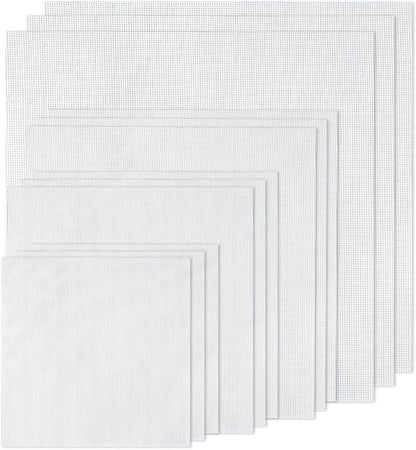 12 PCS Aida Cloth 14 Count, 4 Sizes White Cross Stitch Fabric for Craft Embroidery, Classic Reserve Aida Cloth for Embroidery Beginner, Needlework, Cross Stitch (5.9 to 11.8inch)