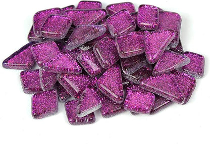Milltown Merchants™ Dark Purple Glitter Mosaic Tile Pieces - Bulk Violet Sparkle Mosaic Tiles - 3 Pound (48 oz) Shimmer Tile Assortment for Backsplash, Stepping Stones, and Mosaics