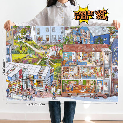 MOMIBOOK Puzzles for Adults 1000 Piece Jigsaw Puzzles of Wonderful! A Big Family, Painting Image Difficult Challenging Hard Impossible Puzzle, Cute Funny Toys & Games Christmas Birthday Gifts