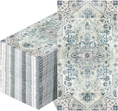 Yeaqee 100 Pcs Vintage Boho Napkins Paper Guest Towels 2 Ply Decoupage Napkins Disposable Decorative Hand Towel for Bathroom Kitchen Fall Wedding Party Dinner(Blue and Grey)