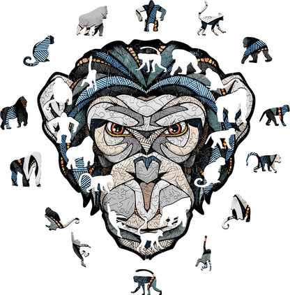 EWA Home Décor – Chimp (Chimpanzee) Small 110 Pieces – Wooden Jigsaw Puzzle for Adults – Perfect for Artistic Home Decoration and Mindful Relaxation