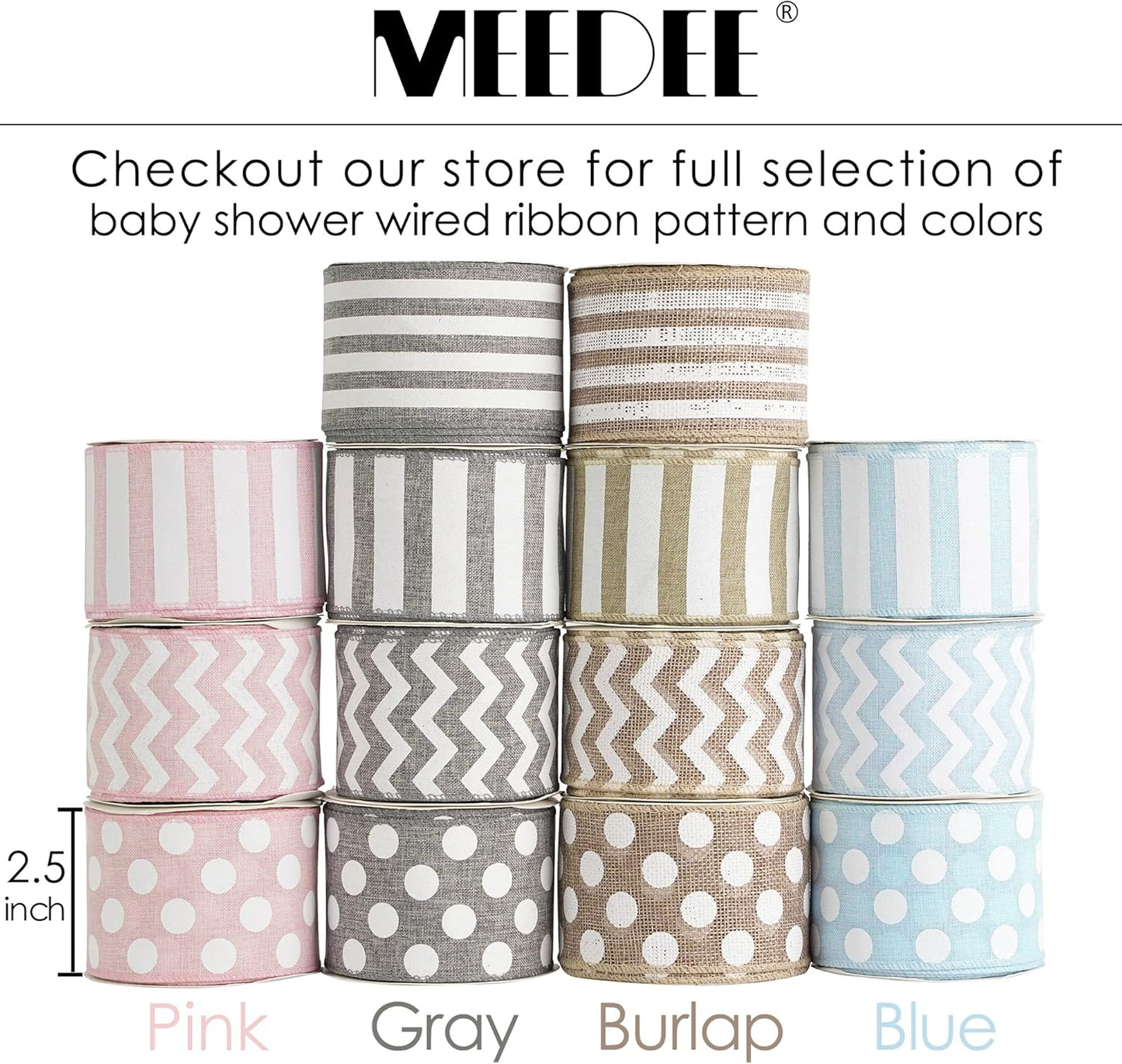 MEEDEE Burlap Ribbon with White Polka Dots - 2.5 Inch Natural Linen Wire Edge Craft Ribbon for Baby Shower, Beach, Farmhouse Gift Basket, 10 Yards - Crafty Corner