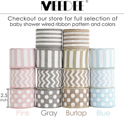 MEEDEE Burlap Ribbon with White Stripe Burlap Ribbon 2.5 Inch Wired Ribbon for Cakes Gift Basket Bow Wreath Ribbon for Rustic Front Door Wreath Baby Shower Beach Party Farmhouse Decor, 10 Yards - Crafty Corner