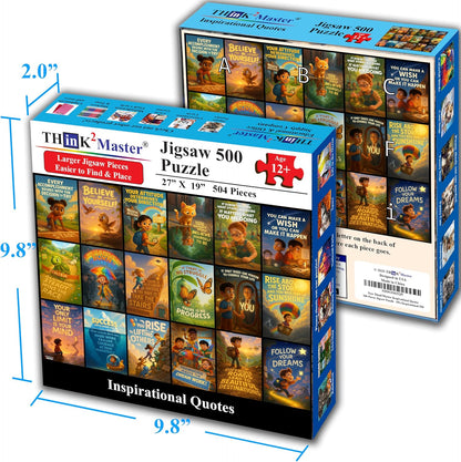 Think2Master Motivational & Inspirational Collage 500 Pieces Large Format Jigsaw Puzzle: Kids 12+, Teens, Adults & Families. Fosters Growth Mindset - Vibrant Wall Art. Great Gift. Size: 26.8” X 18.9”
