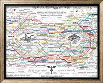 Poster Master The Healing Web Canvas - Health Diagram Print - Therapy Art - Holistic Wall Design - Pharmacological Remedy Art - Great Living Room or Office Decor - 16x20 Silver Framed Canvas