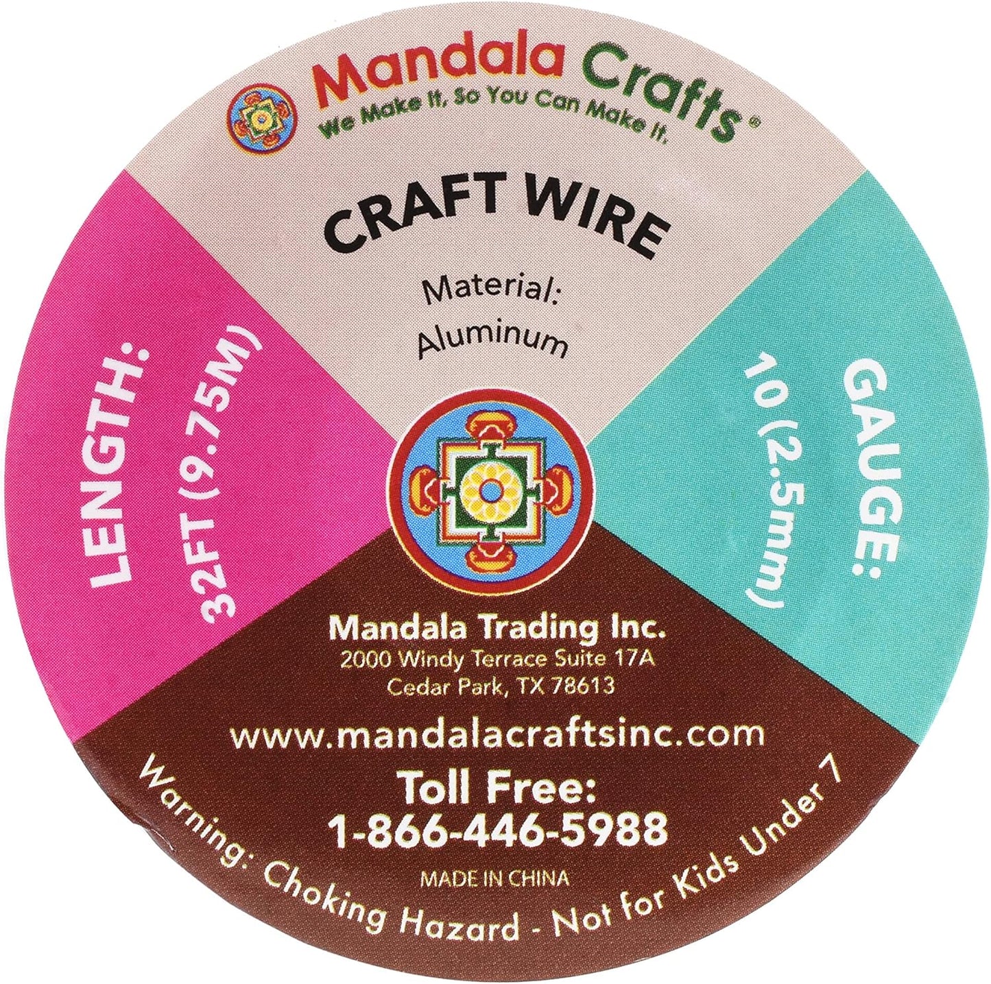Mandala Crafts 10 Gauge Anodized Aluminum Craft Wire for Jewelry Making - 32 FT Colored Flexible Brown Wire - Bendable for Bonsai Armature Crafting Sculpting - Crafty Corner