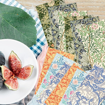 120PCS William Morris Floral Paper Napkins - 6 Vintage Wildflower Disposable Hand Towels for Bathroom, Dinner, Picnic, Wedding | 4.5"x8" | Disposable Napkins for Daily Use, Family Gatherings