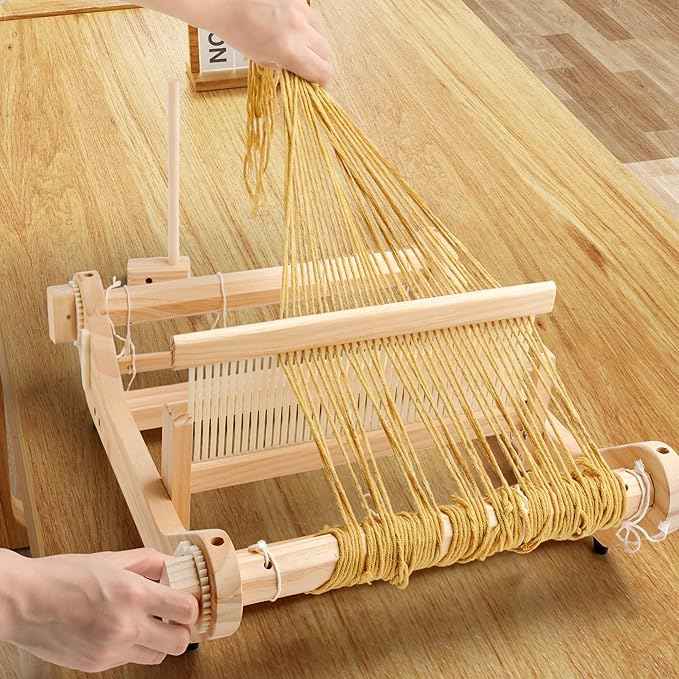 WILLOWDALE 12 Inches Rigid Heddle Loom, Weaving Loom Kit with Shed Stick, Wooden Multi-Craft Weaving Loom for Adults, Threads Warping Frame with Pegs and Yarn Stand, Frame Loom for Beginner
