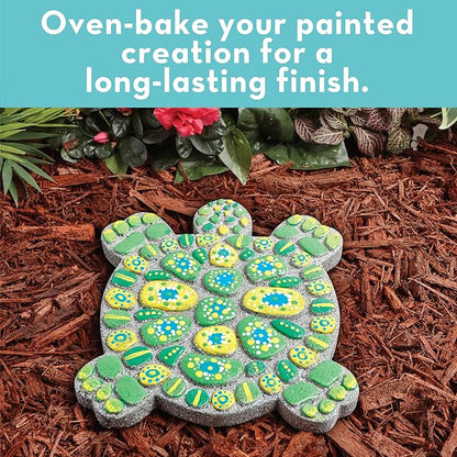 MindWare Turtle Stepping Stone Kit: Paint Your Own Stepping Stones for Kids Craft Kit Includes Paint, Brushes and Instructions