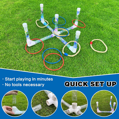 MOLACHI Ring Toss Games for Adults and Kids,Yard Games,Outdoor Indoor Games with LDE Light,Easy to Set Up w/Compact Carry - Backyard Toys,Christmas Party Toss Game for The Whole Family