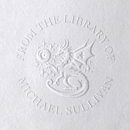 Dragon Book Embosser, Custom Round Library Book Embosser, Fantasty Fiction Dragon Ex Libris Embosser, Gift for Book Lover | Black or Pink Embosser (Dragon #4)