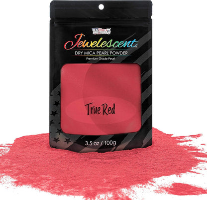 U.S. Art Supply Jewelescent Mica Pearl Pigment Powder, True Red 3.5 oz (100g) Pouch - Cosmetic Grade, Epoxy Resin Color Pigment, Mica Powder for Resin, Soap, Slime, Candle Dye, Art, Crafts