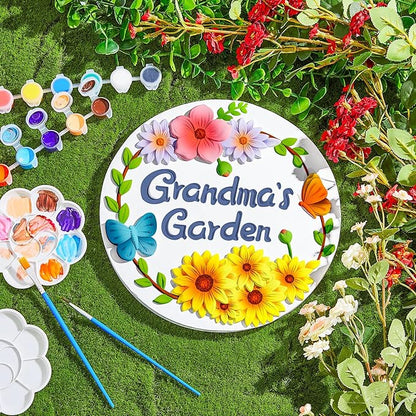 Juexica DIY 9.5 Inch Grandma's Garden Stepping Stone, Woman Gifts for Mom, Paint You Own Garden Stepping Stones, Woman Gifts for Nana,Stepping Stones(Grandma,9.5 Inch)