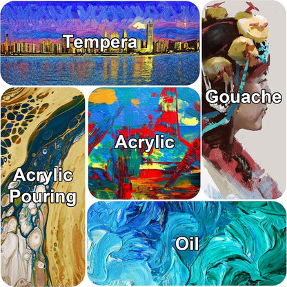 Gallery Wrapped Stretched Canvases for Painting 10x10 Inch 3-Pack, 16 oz Triple Primed Acid-Free 100% Cotton Blank Canvas, Square Spline Canvas for Oil Paint Acrylics Pouring & Wet Art Media