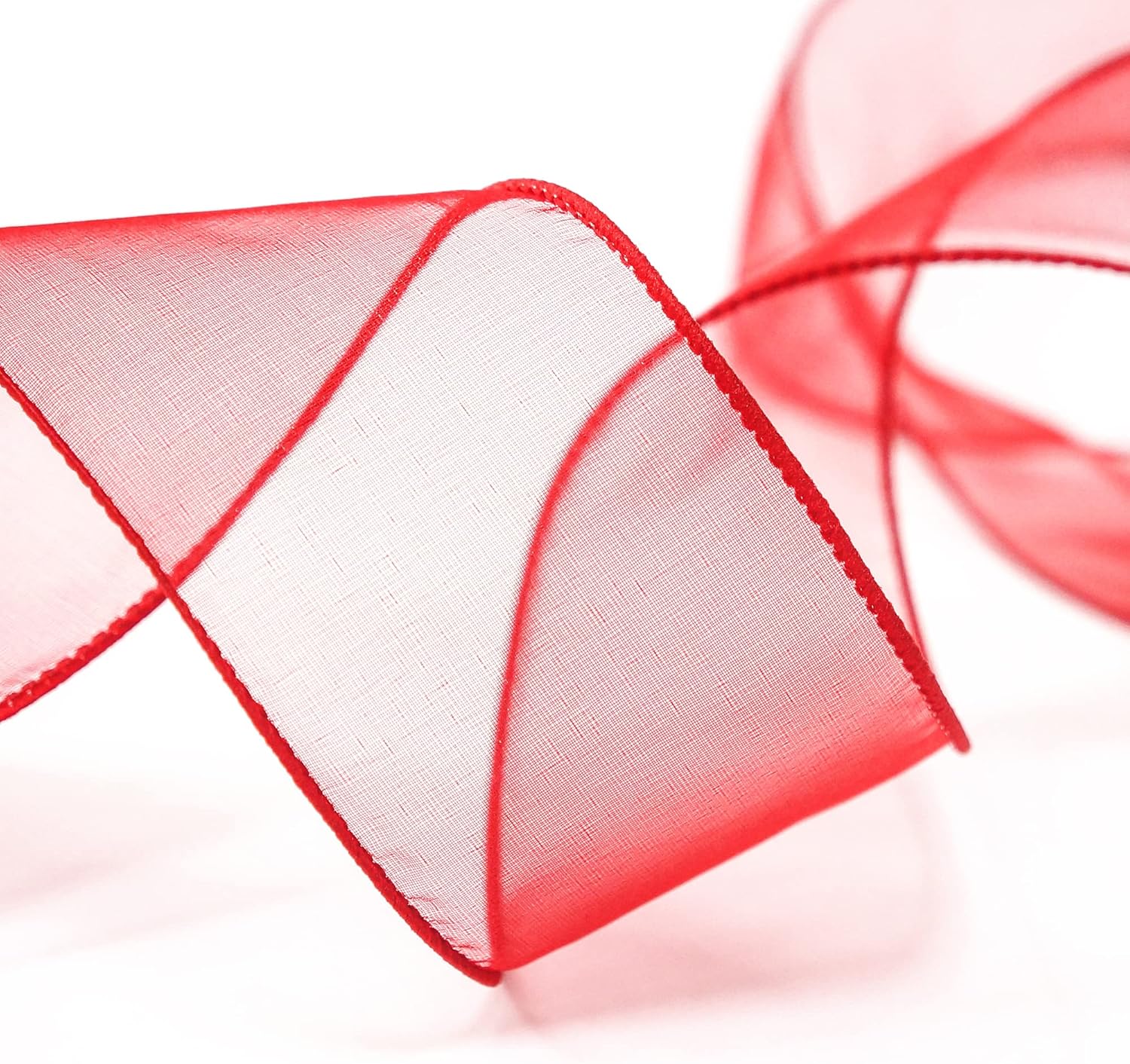 CT CRAFT LLC Sheer Organza Wired Ribbon 2.5" x 50Yards Red for Wedding Chair Bow Flora Bouquet Gift Wrapping Christmas Tree Home Decor Wreath - Crafty Corner