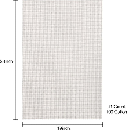 Aida Cloth 14 Count Cross Stitch Fabric,19×28inch (14CT,Light Beige)