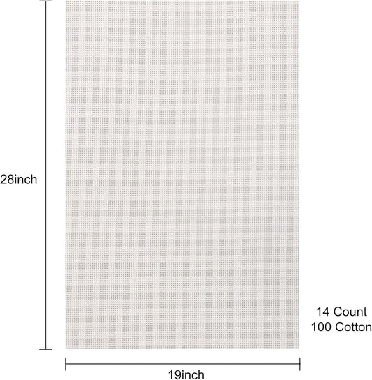Aida Cloth 14 Count Cross Stitch Fabric,19×28inch (14CT,Light Beige)