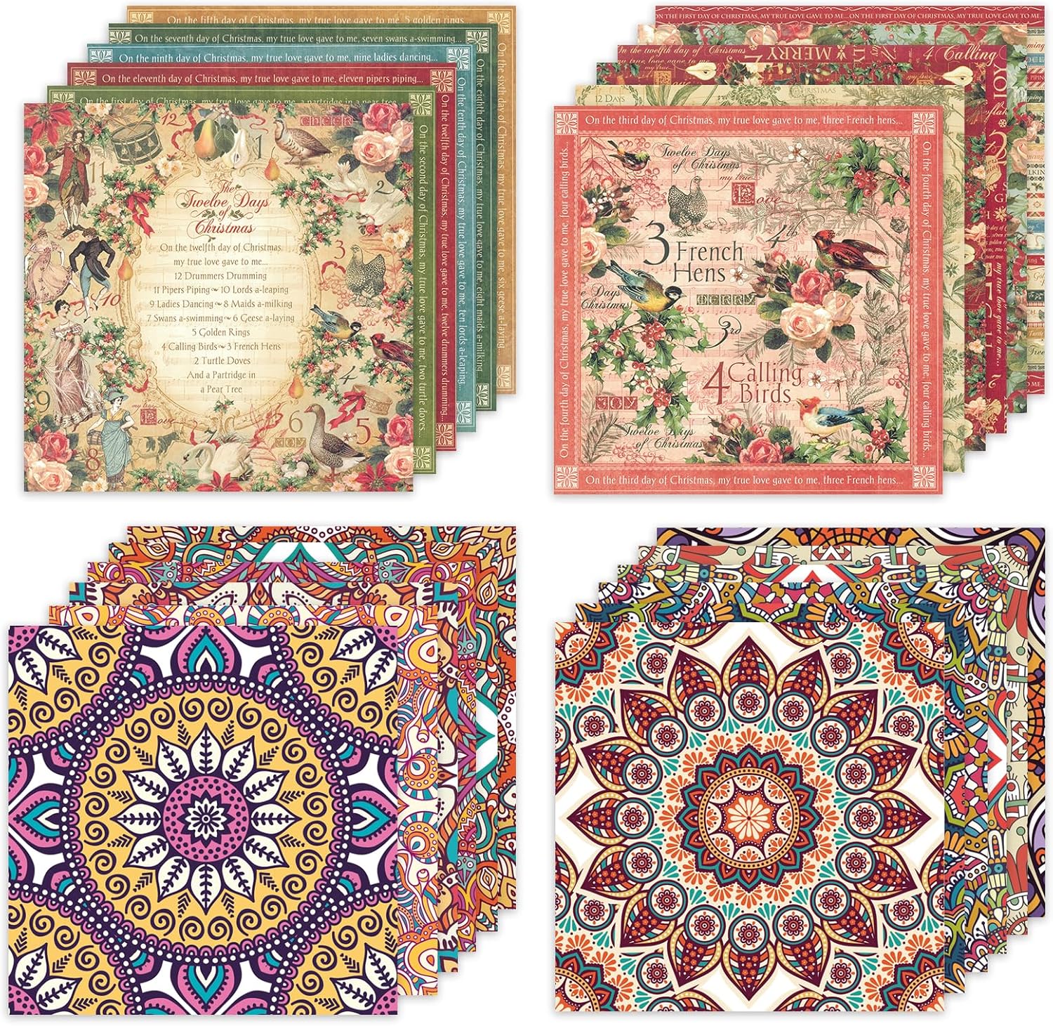 48 Sheets 24 Designs Scrapbook Paper Pad, 6"×6" Single-Sided Decopodge Craft Cardstock Paper,Scrapbooking DIY Decorative Background Cardmaking Supplies.Carols&Datura - Crafty Corner