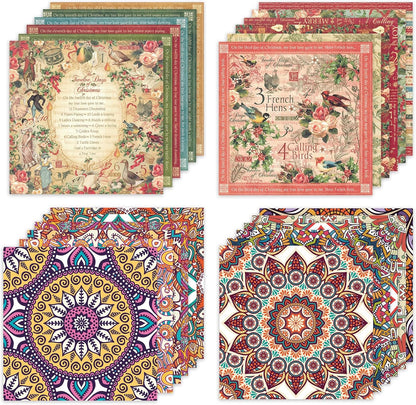 48 Sheets 24 Designs Scrapbook Paper Pad, 6"×6" Single-Sided Decopodge Craft Cardstock Paper,Scrapbooking DIY Decorative Background Cardmaking Supplies.Carols&Datura - Crafty Corner
