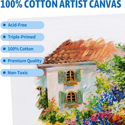 FIXSMITH Canvas Boards for Painting 8x10 Inch, Super Value 24 Pack Paint Canvases, White Blank Canvas Panels, 100% Cotton Primed, Painting Art Supplies