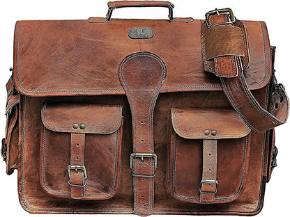 Cuero DHK 16 Inch Vintage Handmade Leather Messenger Bag Laptop Briefcase Computer Satchel Bag for Men & Women (16 Inch Medium)