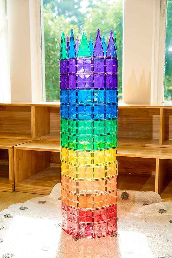 182PCS Premium Magnetic Tiles Set | STEM-Authenticated Magnetic Building Blocks | Educational Construction Toy for Kids Ages 3–8 (Boys & Girls)