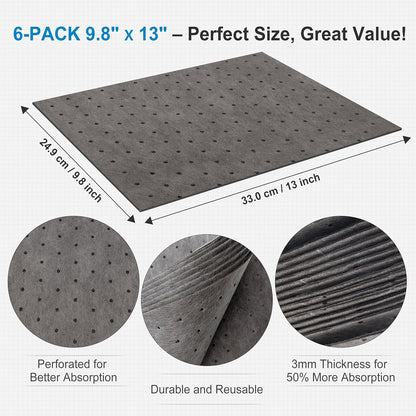 AAwipes Oil Absorbent Pads Universal for All Liquids Oil Spill Control Oil Absorbing Sheets for Garage, Car, Truck, Motorcycle Grey 100 Pack 9.8" X 13" OG1013-100