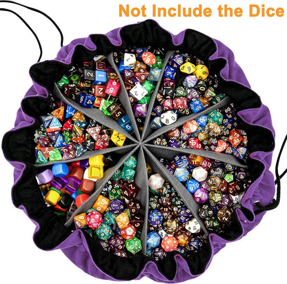 SIQUK Large Dice Bag with Pockets Big Capacity Dice Bag Drawstring Dice Pouch DND Dice Storage Bag for RPG MTG Table Games, Hold Over 300 Dice, Dark Violet