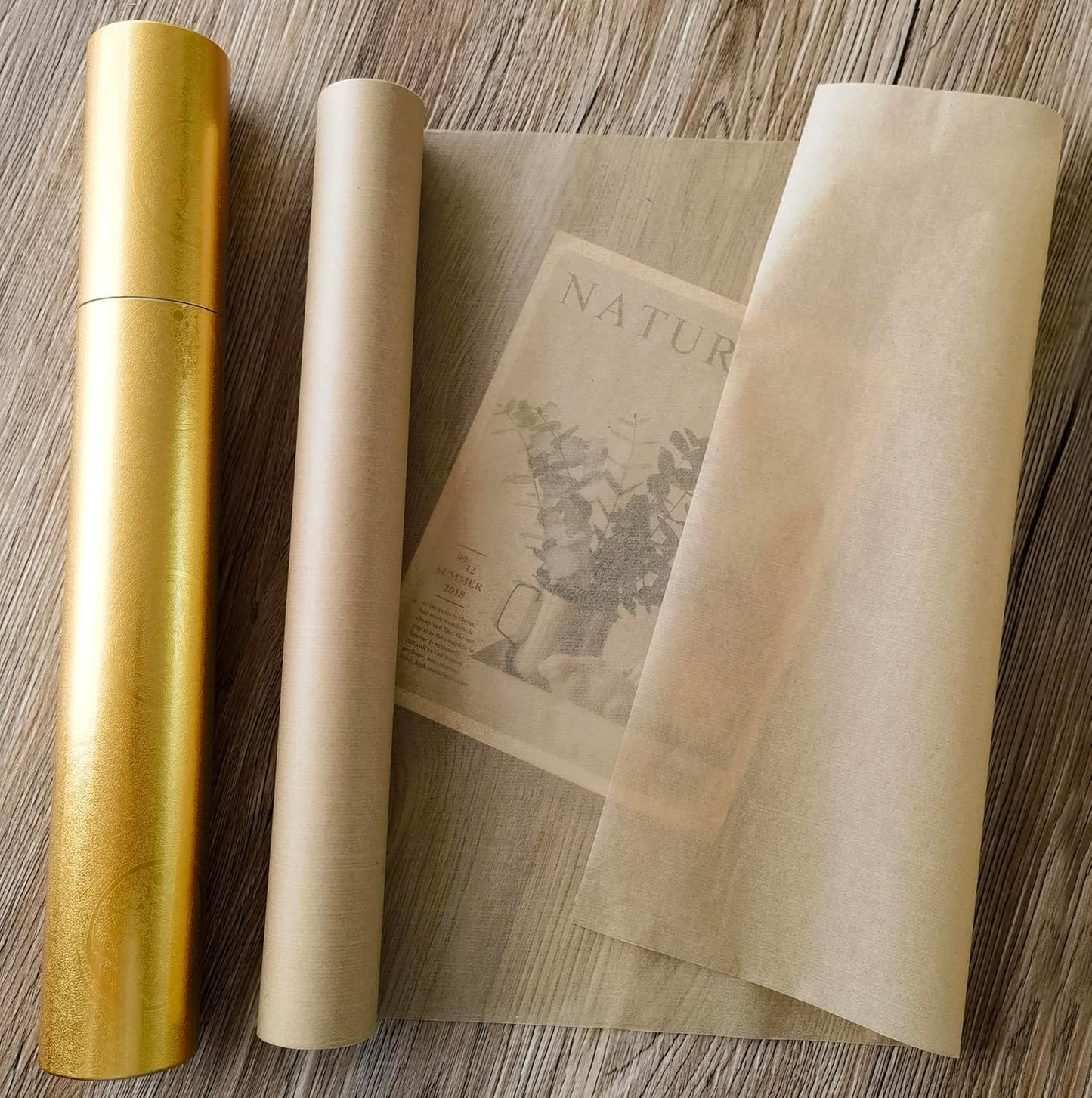 MLNSUNNY 13.8" x 787" Antiqued Tea Bag Paper Roll - Wet Strength Tissue for DIY Art, Tracing, Collage, Book Binding Repair | Handmade Lanterns & Cyanotype | Vintage Craft Decorative Paper