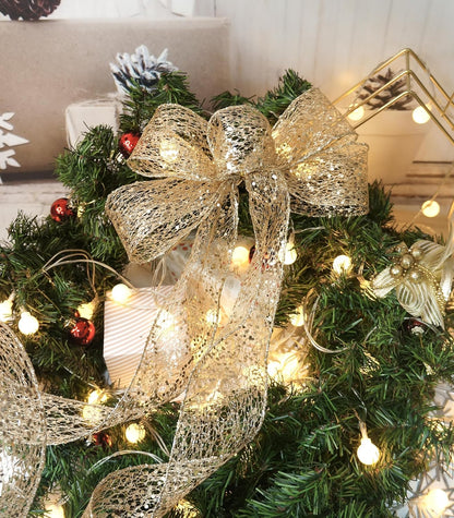 CT CRAFT LLC Sparkling Glitter Mesh Wired Ribbon 2.5" x 10 Yards Champagne Gold for Christmas Home Decor Bow Gift Wrapping DIY Crafts Wreath - Crafty Corner