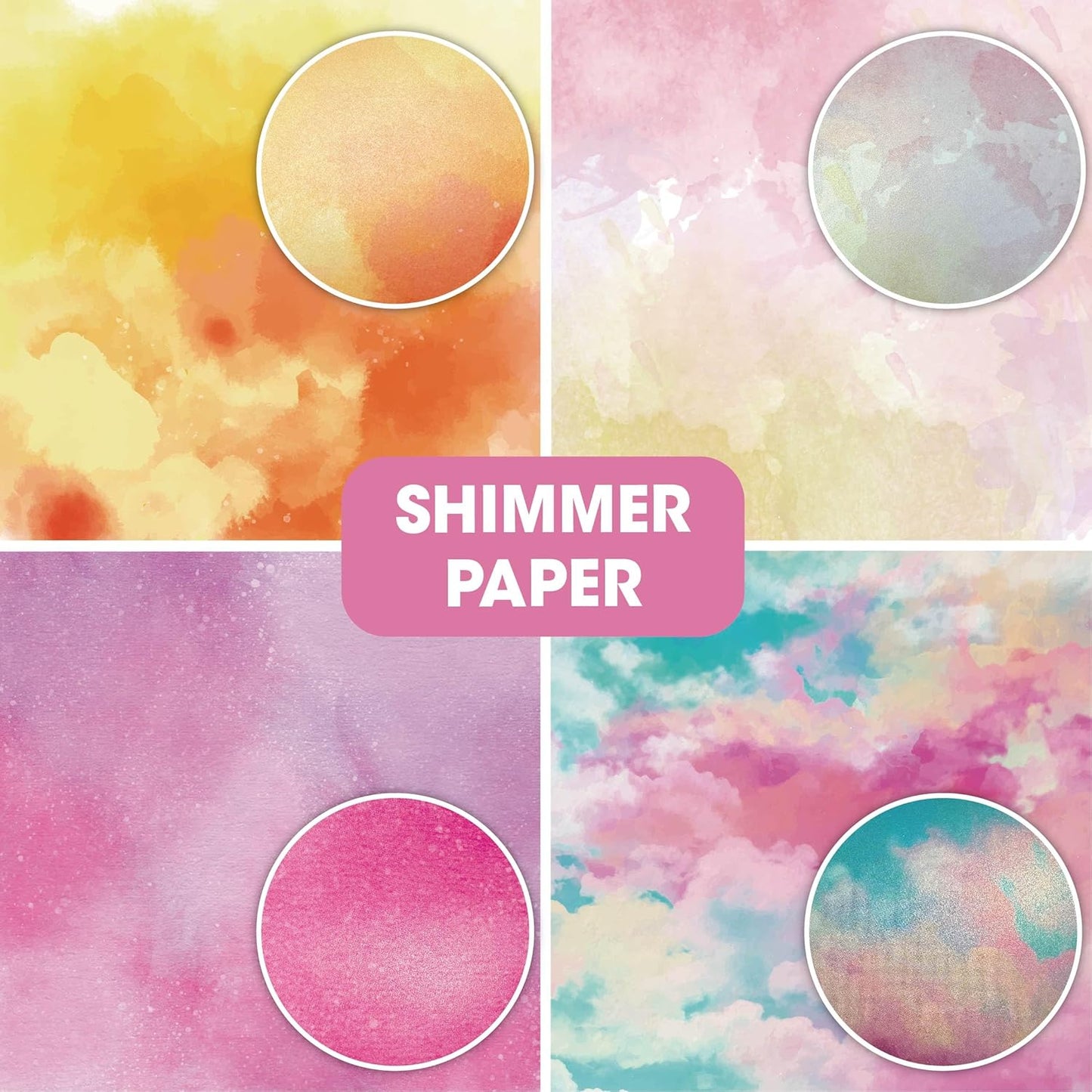 36 sheets 12x12 Paper Pad Pack Scrapbook Cardstock Decorative Paper - Shimmer Watercolor- for Card Making Journaling Planner Origami Scrapbook Paper Scrapbooking Supplies - Crafty Corner