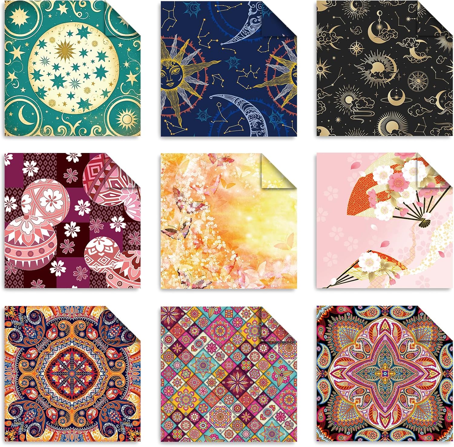Origami 6x6 Paper Kit 150 Sheets 150 Vivid Colors Double Sided Same Printed Traditional Patterns Square for Arts Crafts Projects Japan Traditional Chiyo.Ethnic Style - Crafty Corner