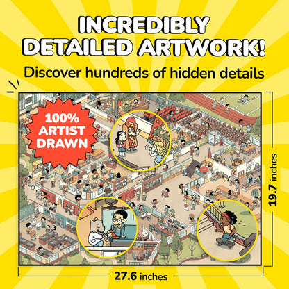 Odd Pieces Jigsaw Puzzles 1000 Pieces - Magic Mystery Story Secret Ending Puzzle - Perfect Game Night for Adults & Kids - Cat Dog Cartoon Theme (Snack Attack)