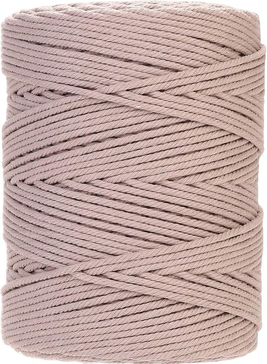 GOHOHOF Macrame Cord 4mm x 328yards Natural Macrame Cotton Rope Colored Macrame Rope Soft Cotton Cord Macrame Supplies Craft Rope Macrame Yarn for Plant Hanger Wall Hanger Dreamcatcher(Warm Gray)