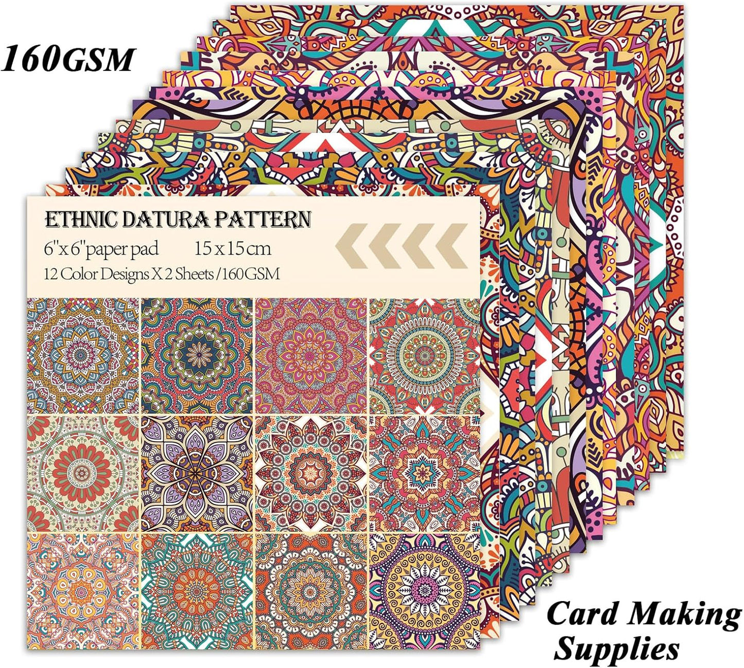 24 Sheets 12 Designs Scrapbook Paper Pad,6"×6” Single-Sided Decopodge Craft Cardstock Paper,Scrapbooking DIY Decorative Background Cardmaking Supplies.Datura - Crafty Corner