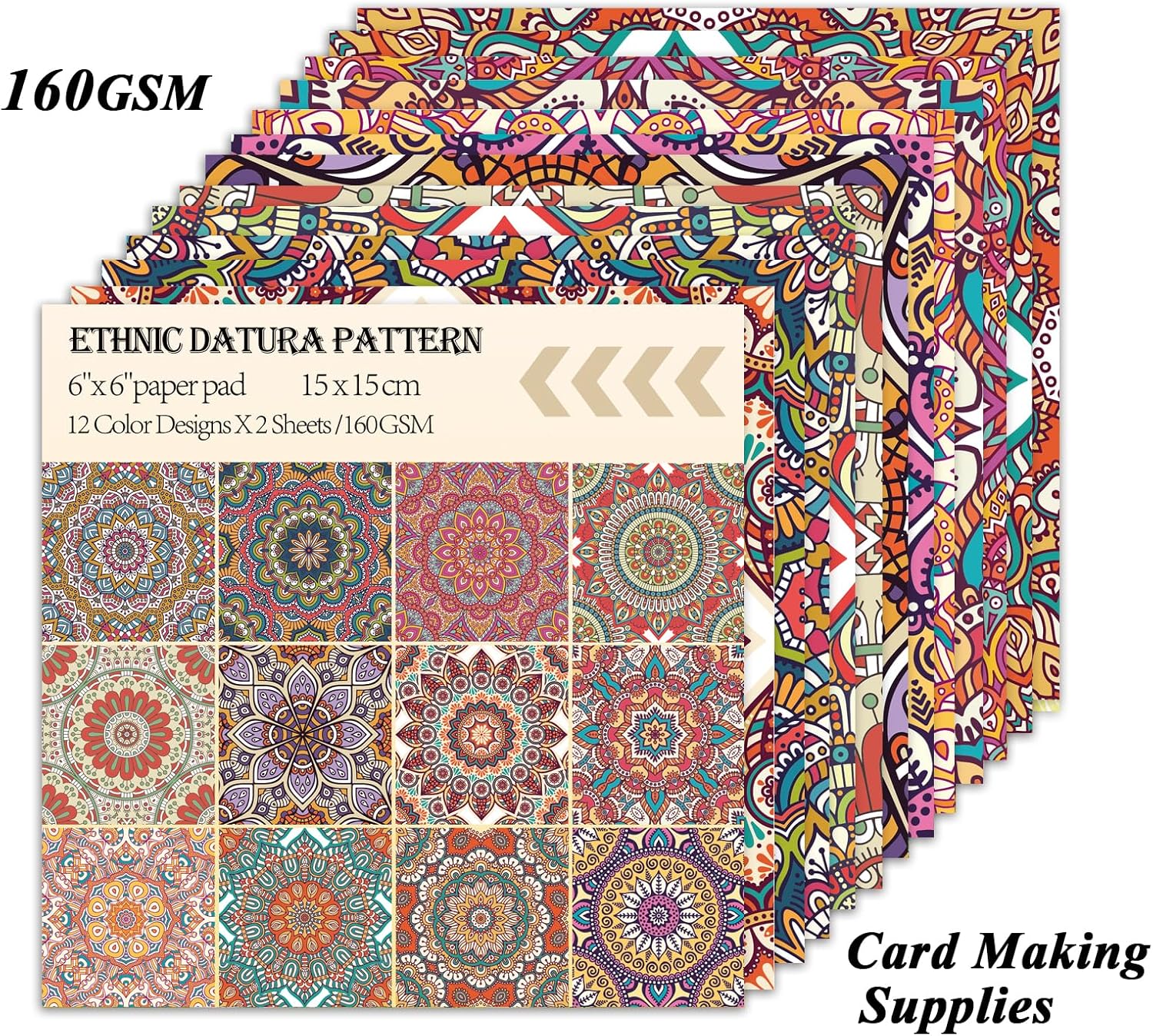 24 Sheets 12 Designs Scrapbook Paper Pad,6"×6” Single-Sided Decopodge Craft Cardstock Paper,Scrapbooking DIY Decorative Background Cardmaking Supplies.Datura - Crafty Corner