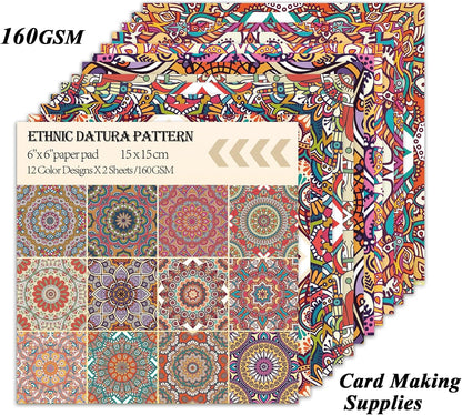 24 Sheets 12 Designs Scrapbook Paper Pad,6"×6” Single-Sided Decopodge Craft Cardstock Paper,Scrapbooking DIY Decorative Background Cardmaking Supplies.Datura - Crafty Corner