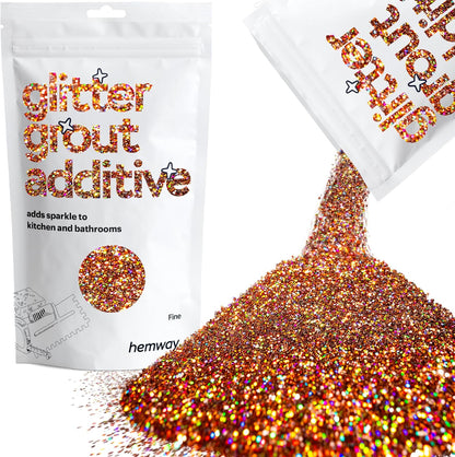 Hemway Glitter Grout Additive add Sparkle to Mosaic Tiles, Bathrooms, Wet Rooms, Kitchens, Tiled Based Rooms and Cement Based Grouts 100g / 3.5oz - Bronze Brown Holographic
