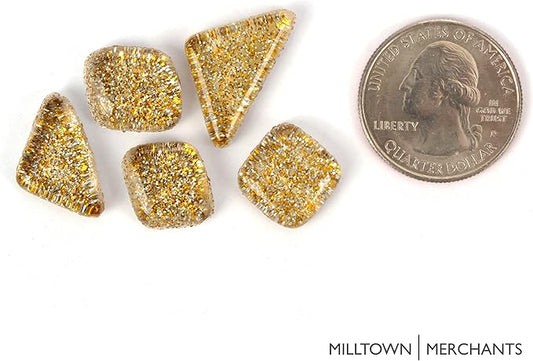 Milltown Merchants™ Gold Glitter Mosaic Tile Pieces - Bulk Sparkle Mosaic Tiles - 1 Pound (16 oz) Shimmer Tile Assortment for Backsplash, Murals, Stepping Stones, and Mosaics
