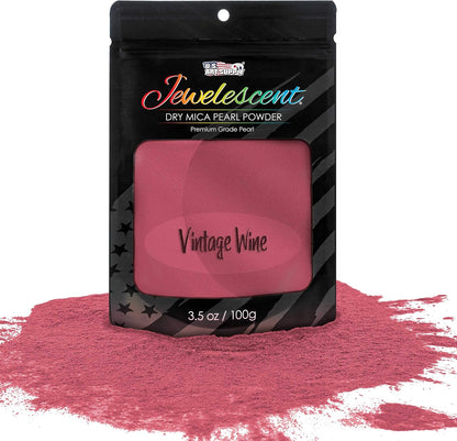 U.S. Art Supply Jewelescent Mica Pearl Pigment Powder, Interference Vintage Wine 3.5 oz (100g) Pouch - Cosmetic Grade, Epoxy Resin Color Pigment, Mica Powder for Resin, Soap, Slime, Candle Dye, Art