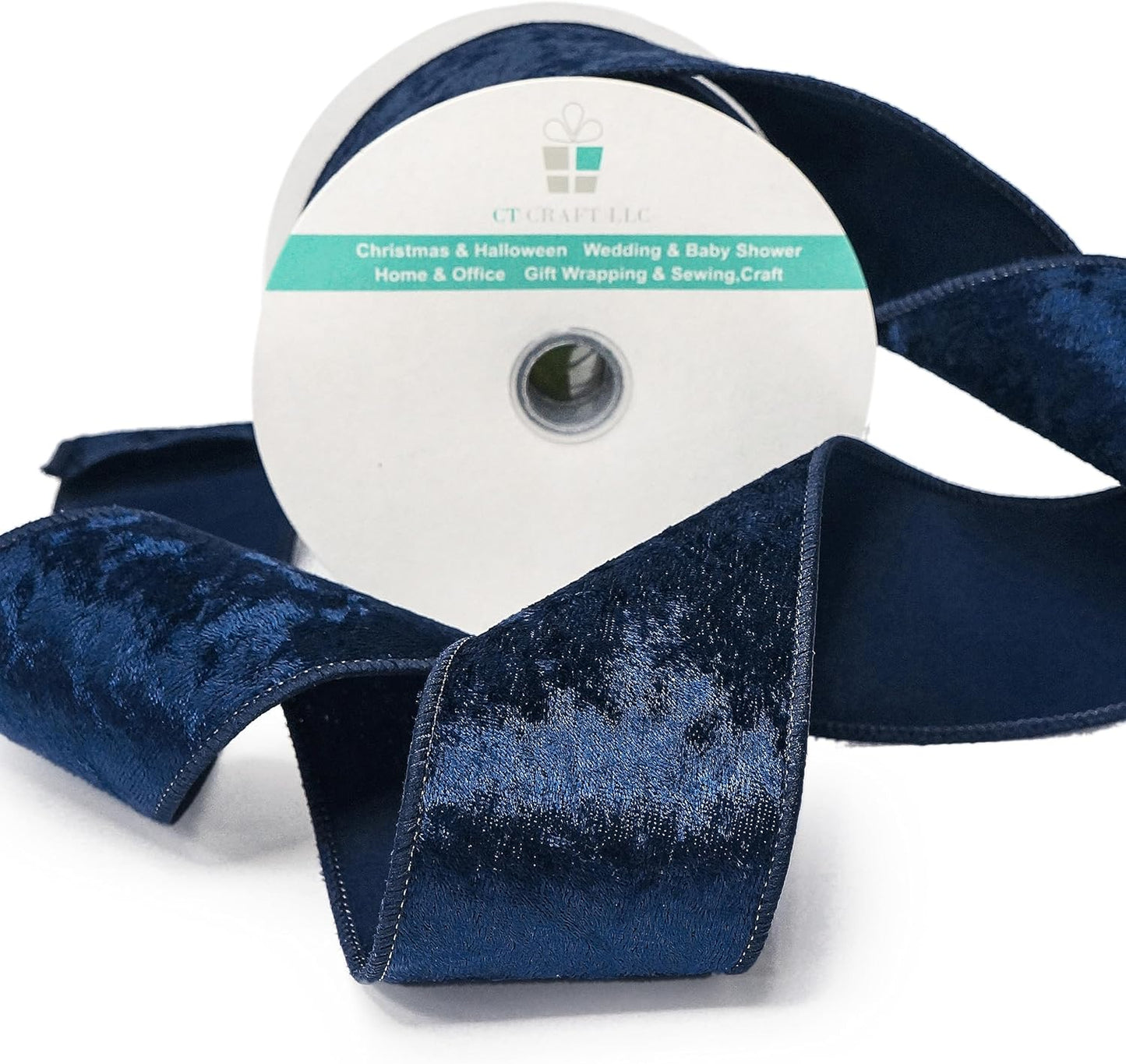 Navy Velvet Ribbon 2.5 Inch x 10 Yards for Christmas Tree Topper Home Decoration Wreath Gift Wrapping DIY Craft - Crafty Corner