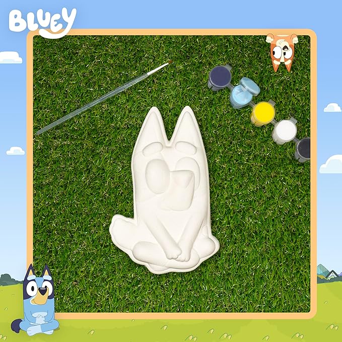 Bluey Paint Your Own Ceramic Stepping Stone Kit, Measures 7 Inches, Includes Acrylic Paints & Paintbrush