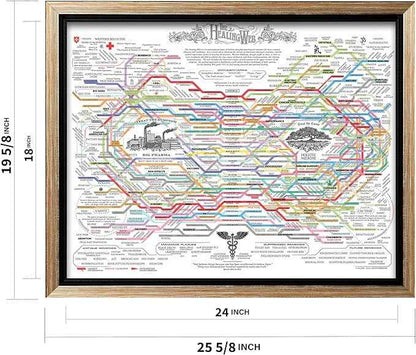 Poster Master The Healing Web Canvas - Health Diagram Print - Therapy Art - Holistic Wall Design - Pharmacological Remedy Art - Great Living Room or Office Decor - 18x24 Silver Framed Canvas