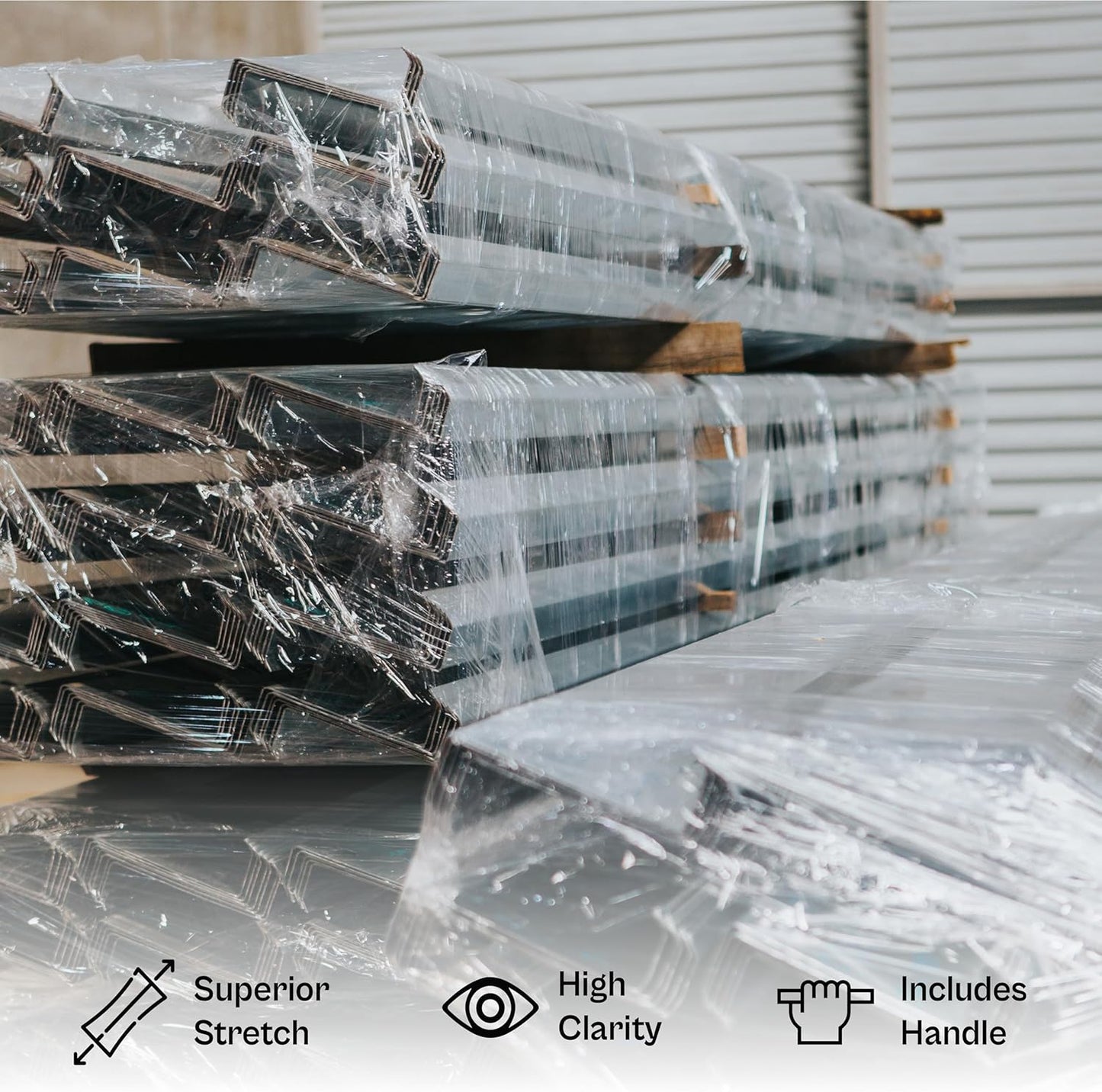 PSBM Mini Stretch Wrap with Handle, 12 Pack, 5 Inch x 1000 Feet, 45 Gauge, Clear High Performance Small Plastic Cling Film for Pallets Moving Storing