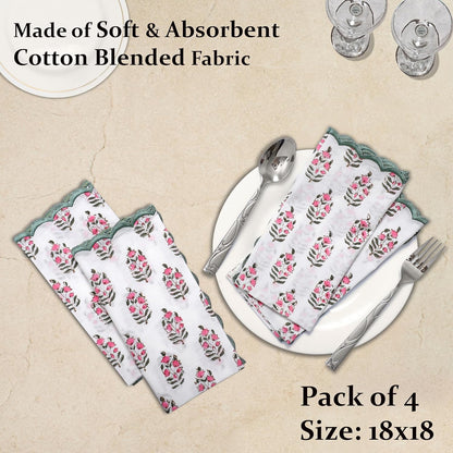 Embroidery Napkins Kitchen Towels Table Decor Table Linen Cotton Napkins Cloth Napkins Set of 4-20"x 20" Block Print Napkins Dinner Napkins Gifts for her Gifts for mom