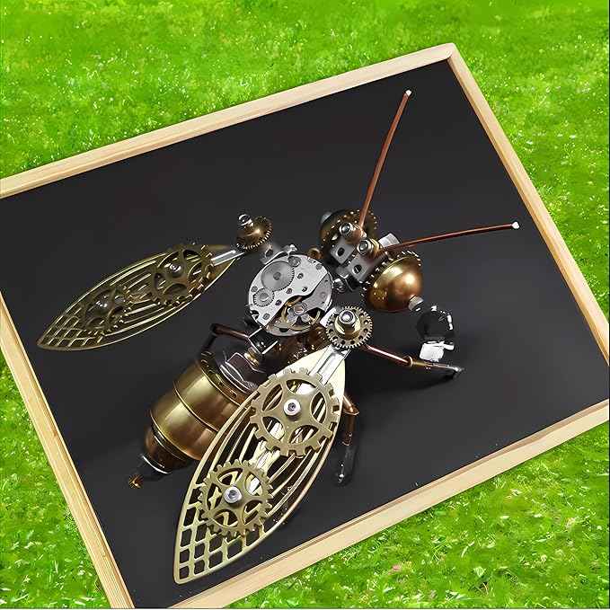 Mechanical Metal DIY 3D Bumblebee Model Kits Puzzle for Adults Insect Brass Puzzle Steampunk Electric Mechanical, Assembly DIY Gift Craft Hobby for Men (Bumblebee)