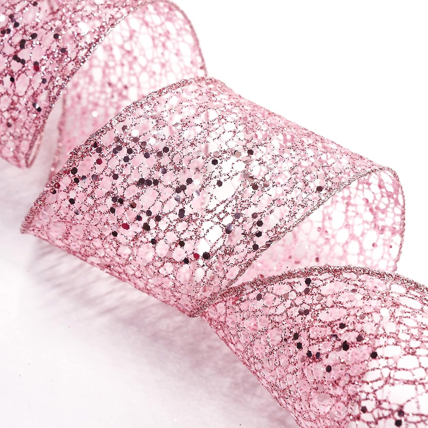 CT CRAFT LLC Sparkling Glitter Mesh Wired Ribbon 2.5" x 10 Yards Rose Gold for Christmas Home Decor Bow Gift Wrapping DIY Crafts Wreath - Crafty Corner