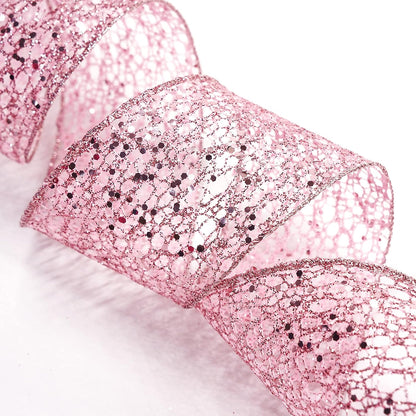 CT CRAFT LLC Sparkling Glitter Mesh Wired Ribbon 2.5" x 10 Yards Rose Gold for Christmas Home Decor Bow Gift Wrapping DIY Crafts Wreath - Crafty Corner