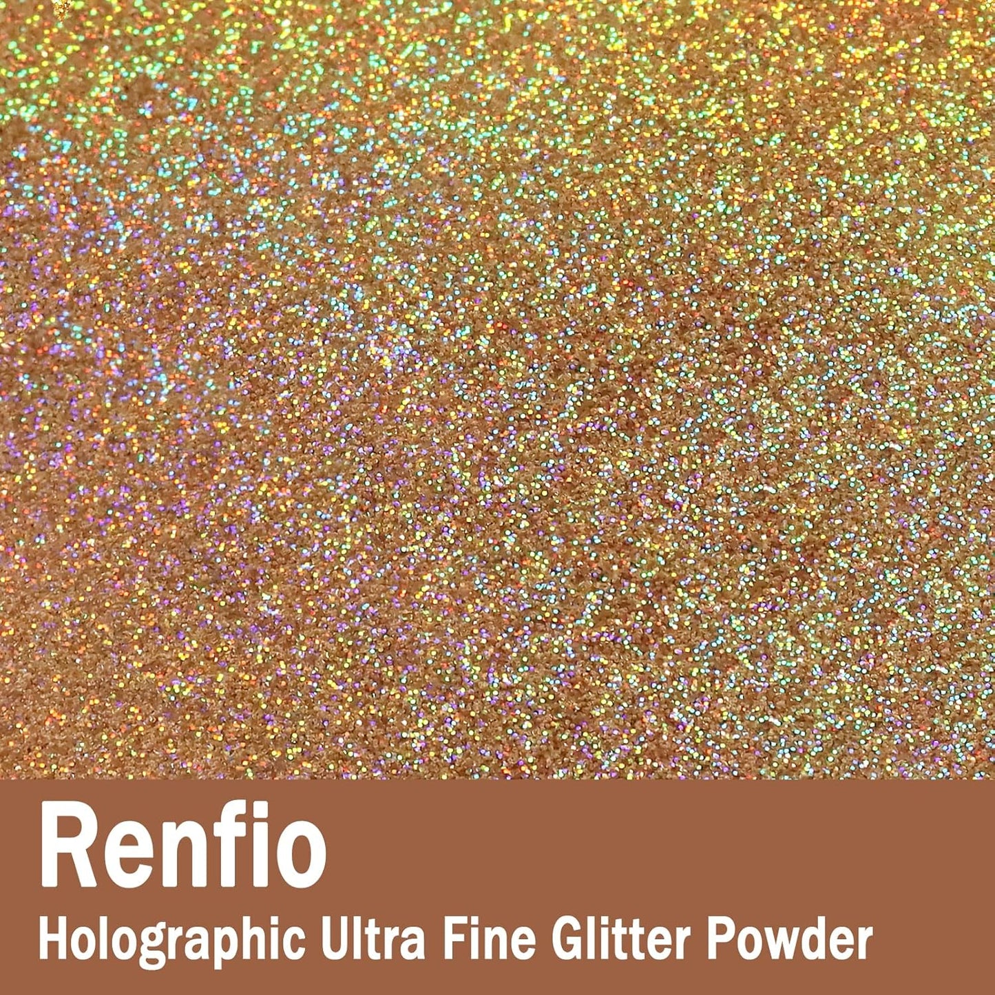 Renfio Holographic Ultra Fine Glitter Powder Metallic Resin Glitter 2.11 Oz (60g) PET Flakes Crafts Sequins 1/128" 0.008" 0.2mm Epoxy Chips Flakes for Tumblers Slime - Diamond Laser Gold