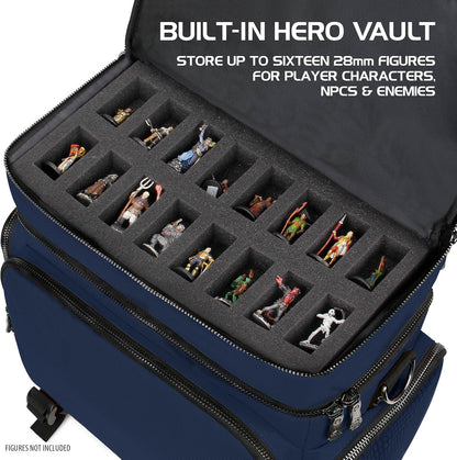 ENHANCE Travel Bag for DND Collector's Edition, Bag Compatible with Dungeons and Dragons, Battle Mat Holder, Dice Pockets and Accessories, Carry 4-8 Books (Blue Dragon)